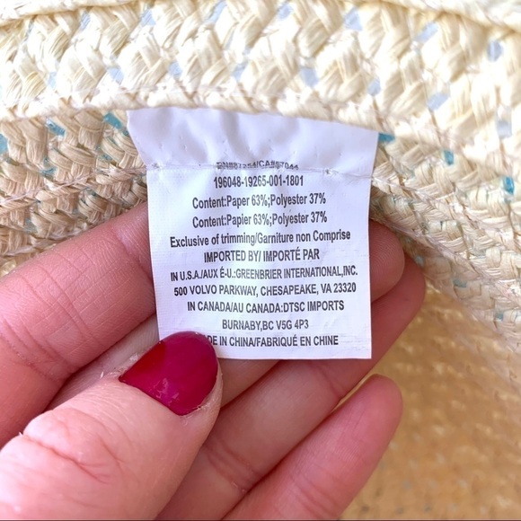 Hat Chapeau Blue Bow Sash Floppy Paper Straw Summer Sun Hat One Size - Picture 9 of 9